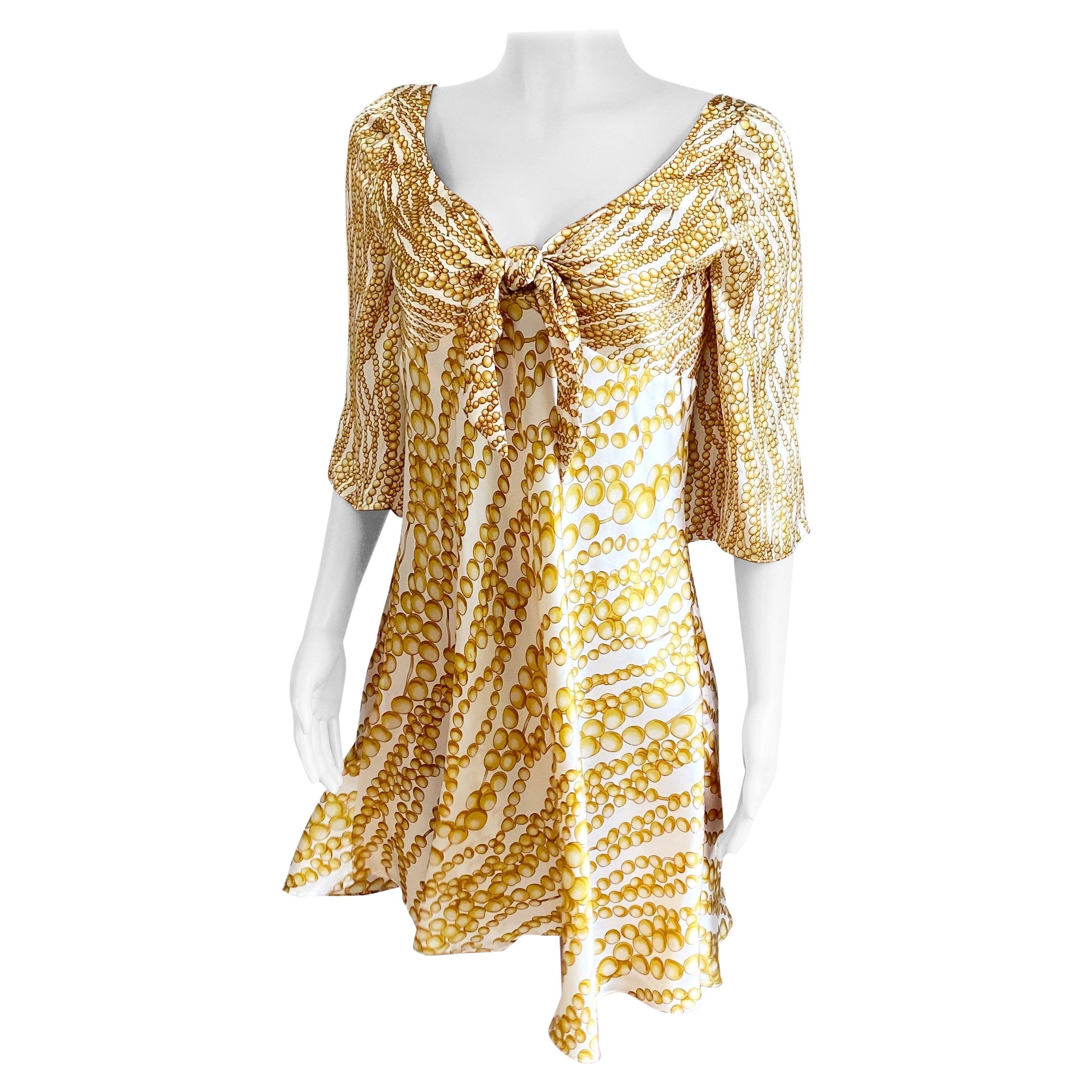Seiden-Boho-Kleid mit gemischtem Perlenmuster FLORA KUNG