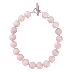Bubblegum Pink Peruvian Opal 20mm Round Beaded Necklace with Sterling Toggle 