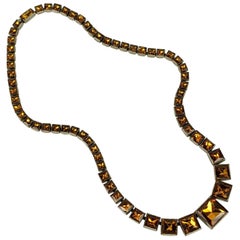 Collier en pâte de topaze tchécoslovaque Art Déco