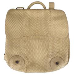 AMBROSI ABRIANNA Beige Textured Snake Leather Convertable Strap MIA Bag