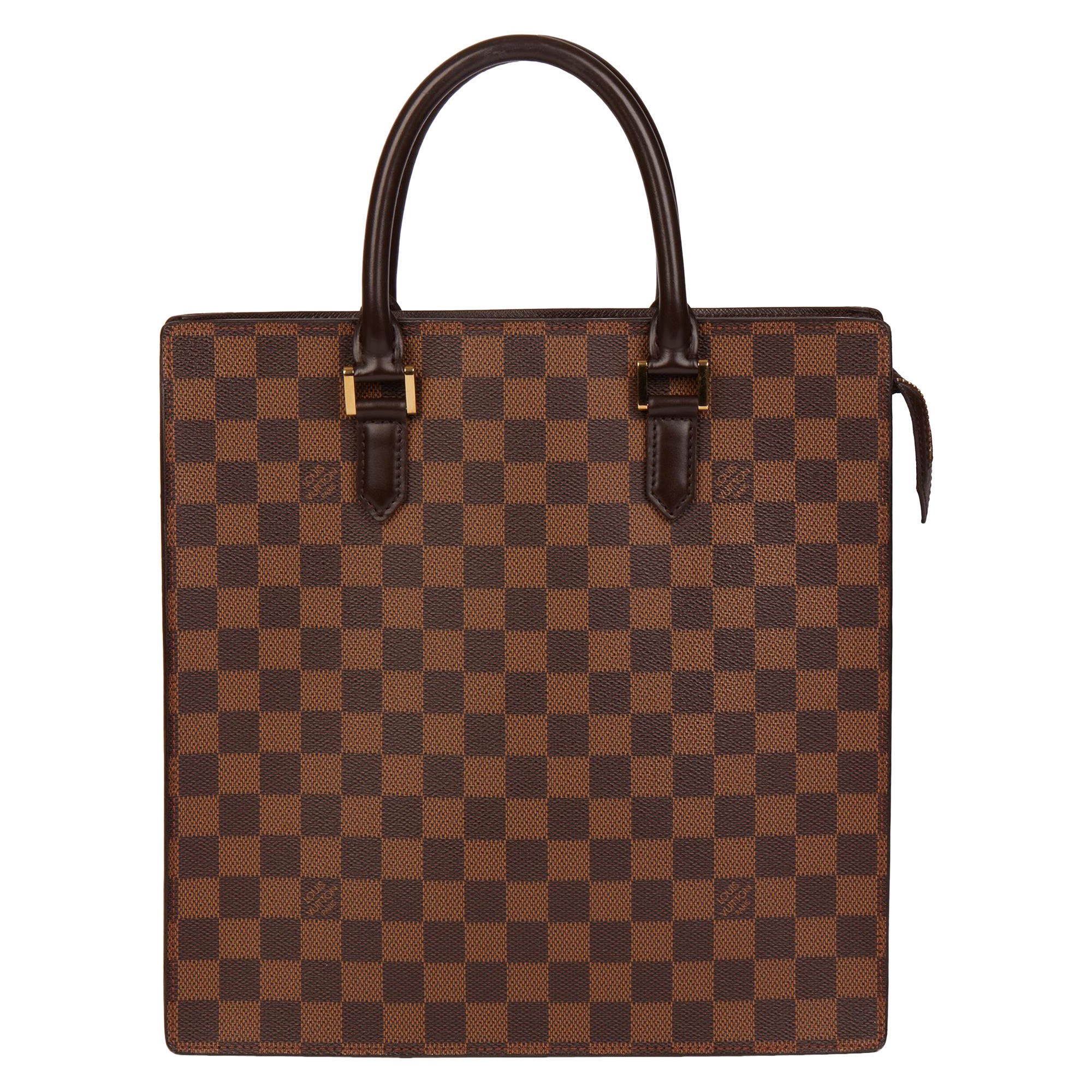 LOUIS VUITTON Brown Coated Canvas Damier Ebene and Brown Calf Leather Venice PM