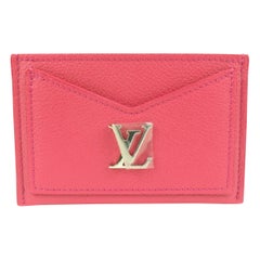 Louis Vuitton Dark Hot Pink Leather Lockme Card Holder Wallet Case 52lk32s
