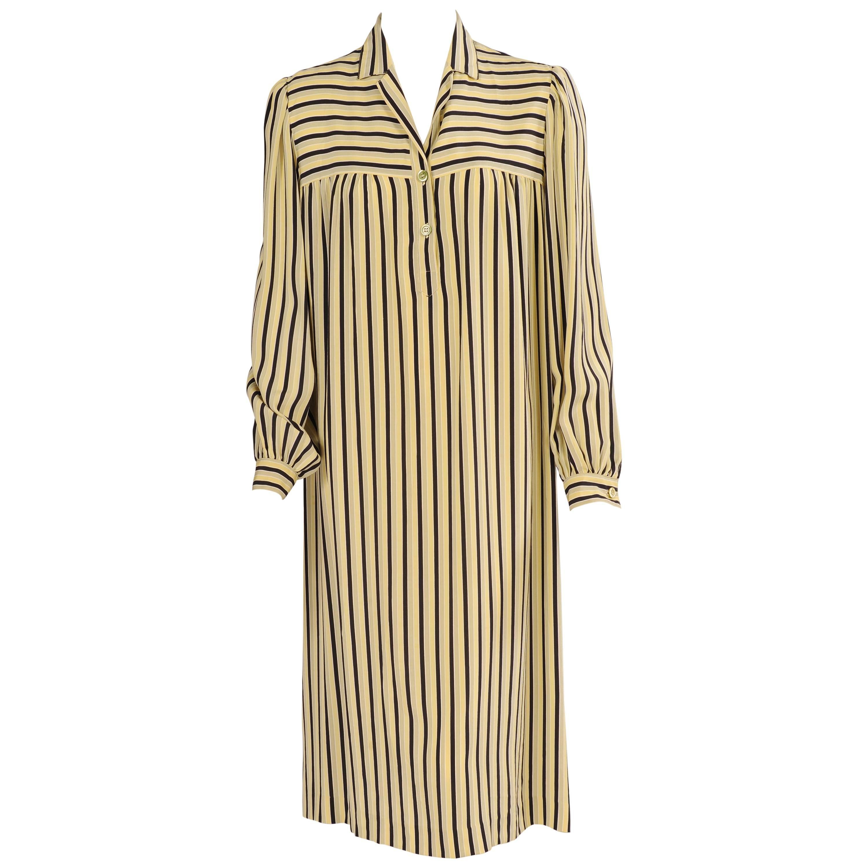 Guy Laroche 1970's Striped Silk Dress