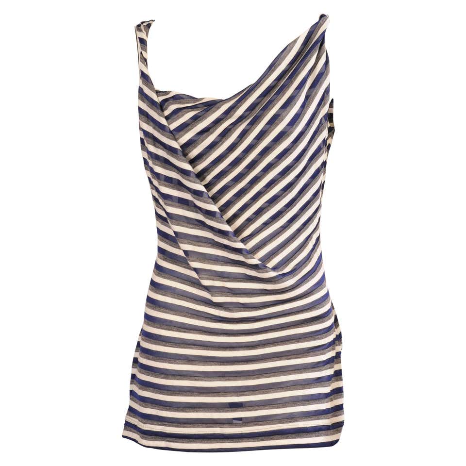 Vivienne Westwood navy blue striped cotton jersey dress, ss 1989 For ...