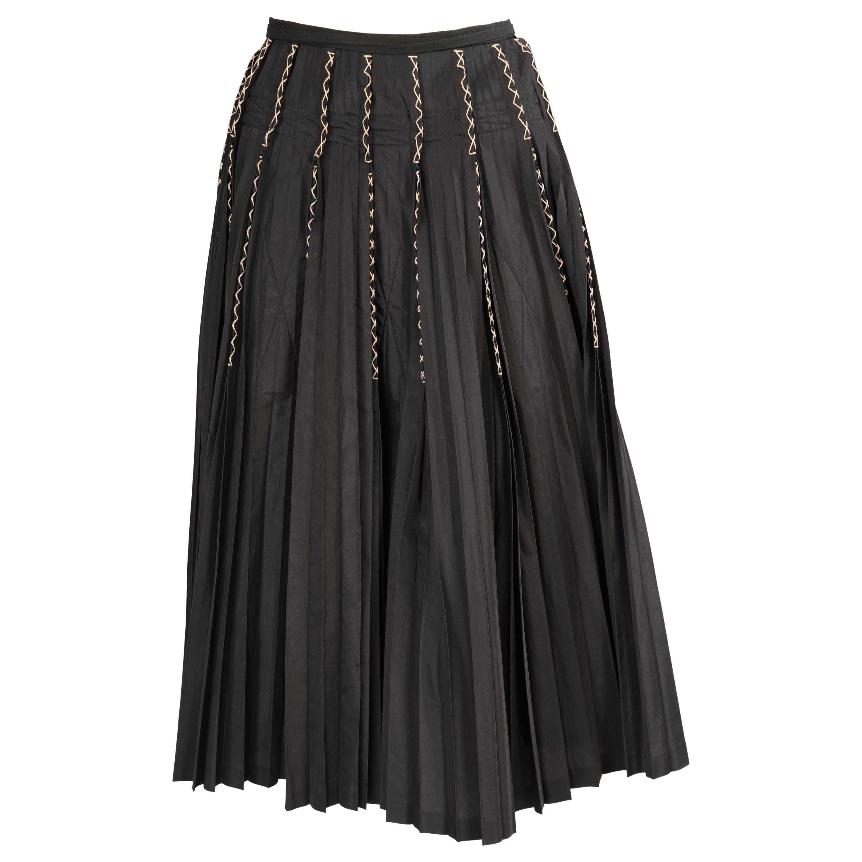 Yohji Yamamoto Embroidred Pleated Wrap Skirt