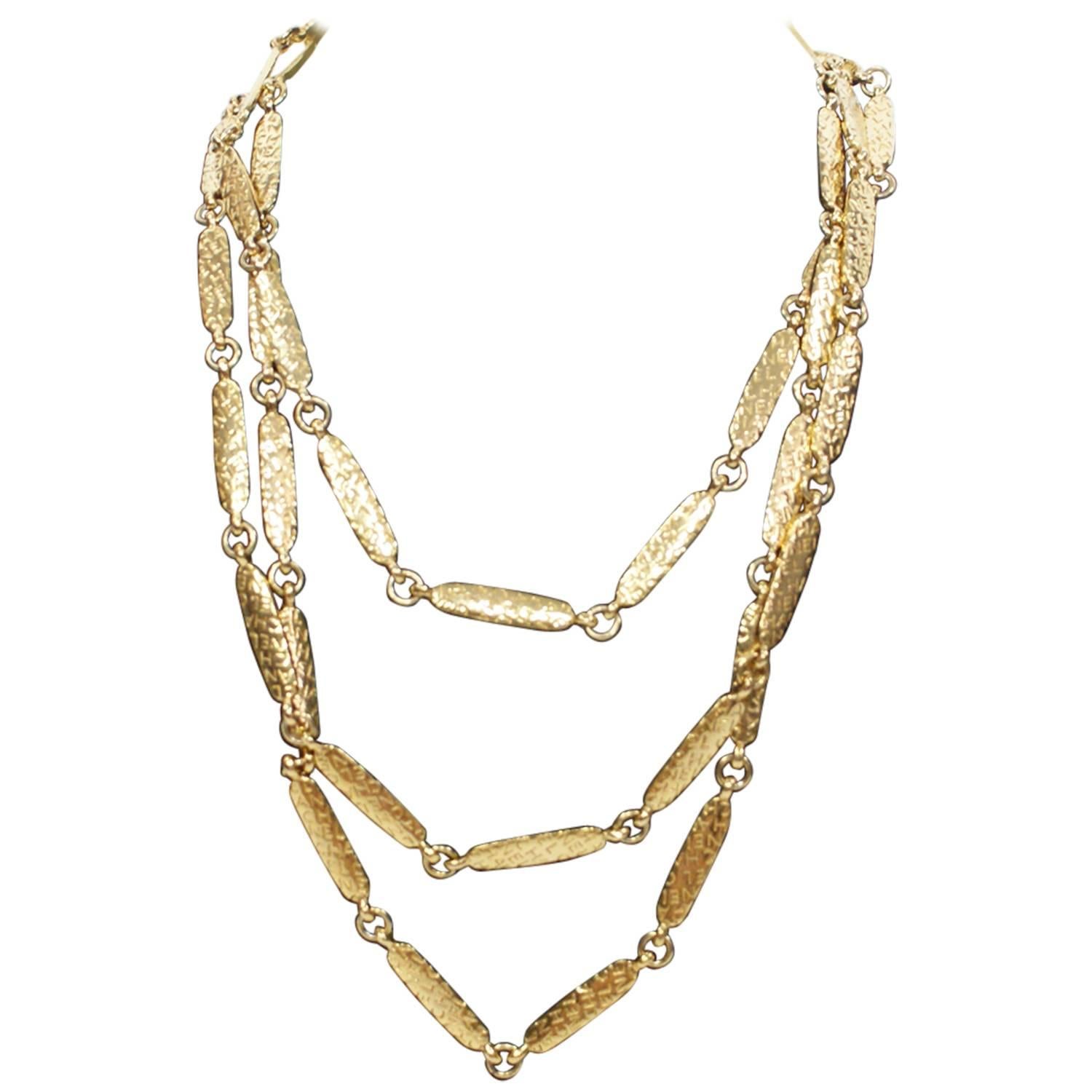 Chanel Vintage Golden Link Necklace For Sale