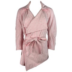 Chanel Pink and White Terry Cloth Robe Jacket, Size 34