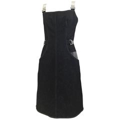 Vintage Paco Rabanne denim dress with clear plastic strap and belt