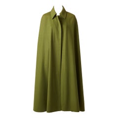 Vintage Yves Saint Laurent Rive Gauche Olive Green Wool Cape