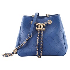 Chanel Egyptian Amulet Drawstring Bucket Bag Stitched Calfskin Small
