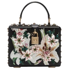 Dolce & Gabbana box bag Lily printed Calfskin with
Embroidery In floral print