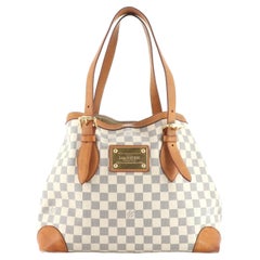 Louis Vuitton Hampstead Damier Azur Mm Weiße Canvas Umhängetasche, Golden Hardwar