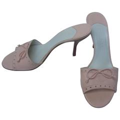 Chanel Classic Pale Pink Leather Mules in Box Size 40