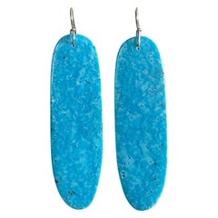 Sky Blue Arizona Kingman Turquoise and Sterling Silver Statement Drop Earrings