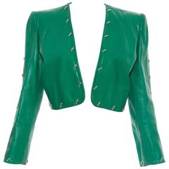 Givenchy Couture Leather Jacket With Silver Stud Embellishment, Circa 1980's 11