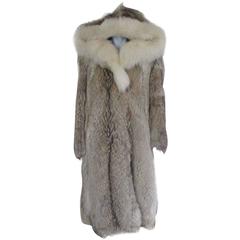 Vintage rare wolf/coyote fur coat with huge hood