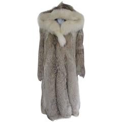 rare wolf/coyote fur coat with huge hood