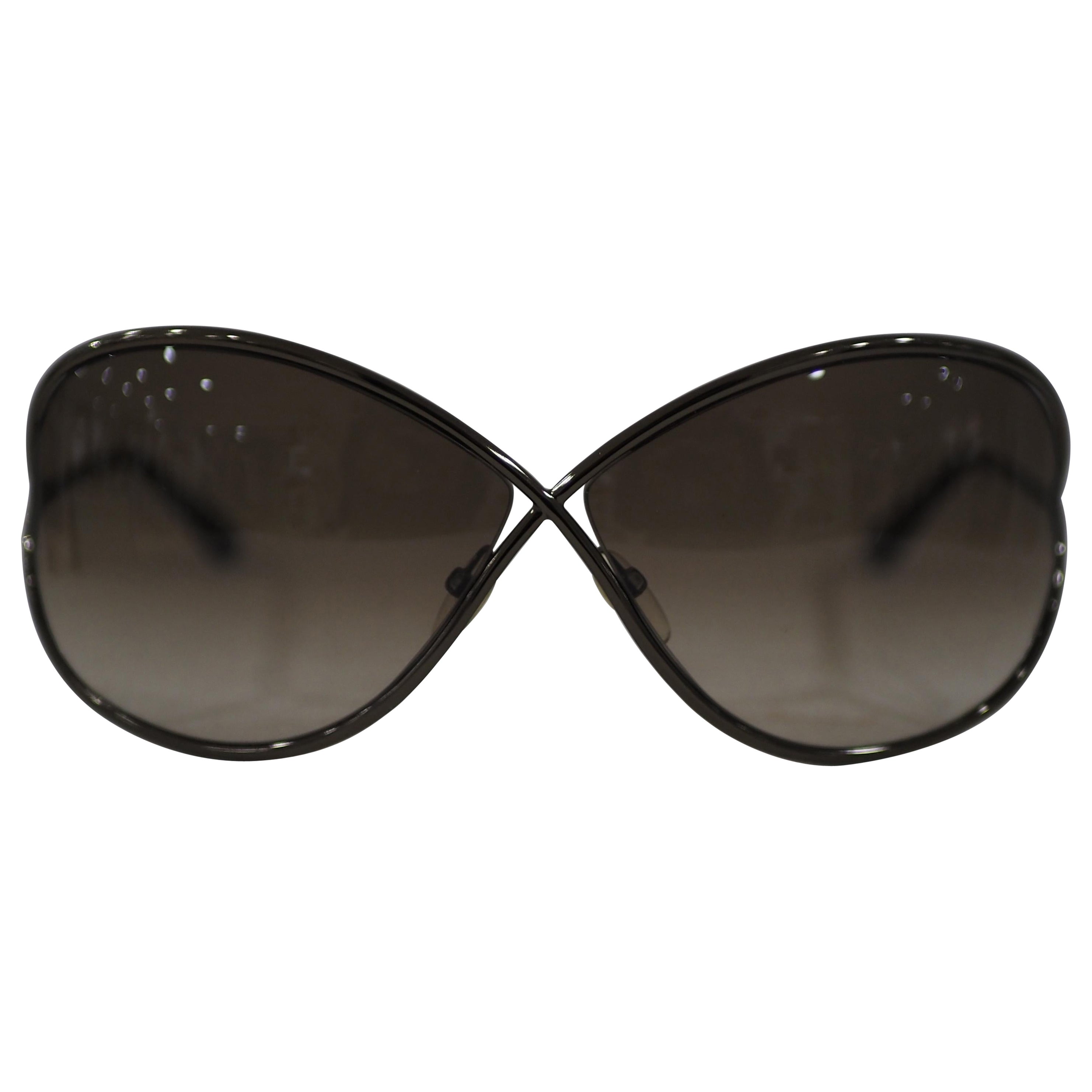 Rare Tom Ford For Gucci Blue Gray Rimless Rhinestone Sunglasses GG 2653 ...