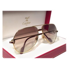 New Cartier Laque de Chine Aviator Gold 59Mm Heavy Plated Sunglasses France