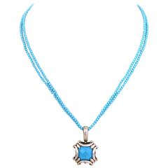 Robin Rotenier Turquoise and Sterling Silver Beaded Pendant Necklace 5