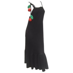 Sonia Rykiel Einzigartiges langes Kleid aus schwarzem Baumwollstrick