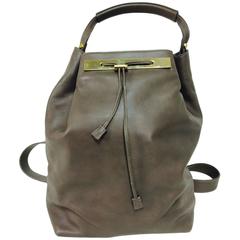 Alberto di Canio large soft taupe leather back pack with gold hardware