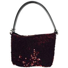 Dolce & Gabbana garnet red sequin & patent shoulder handbag silver hardware 8