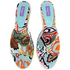 Pucci printed canvas rope heel mules 41M