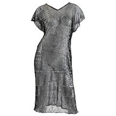 Antique 1920s Egyptian Assuit Metal and Cotton Net Dress