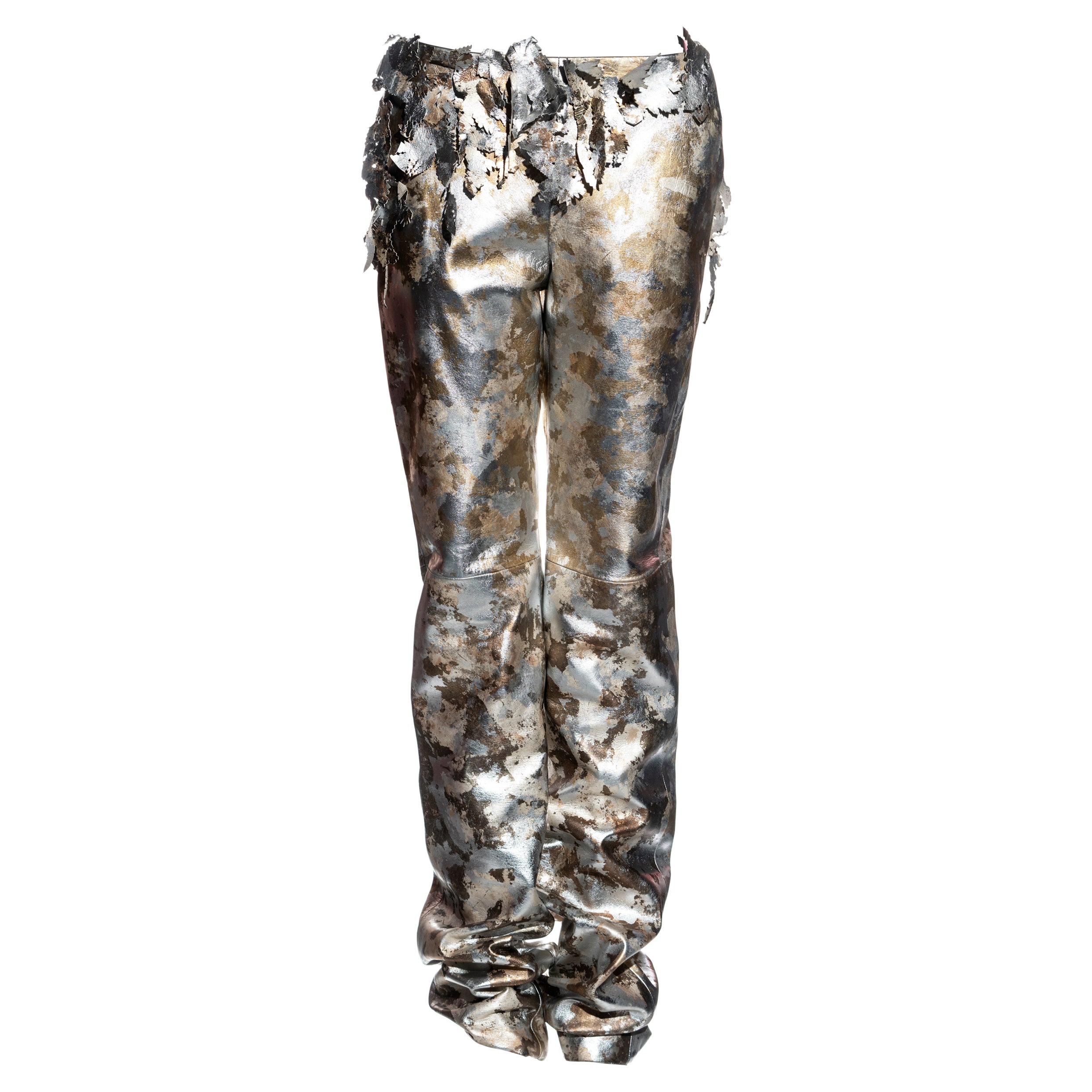 Givenchy Haute Couture by Alexander McQueen metallic leather pants, fw 2000 For Sale