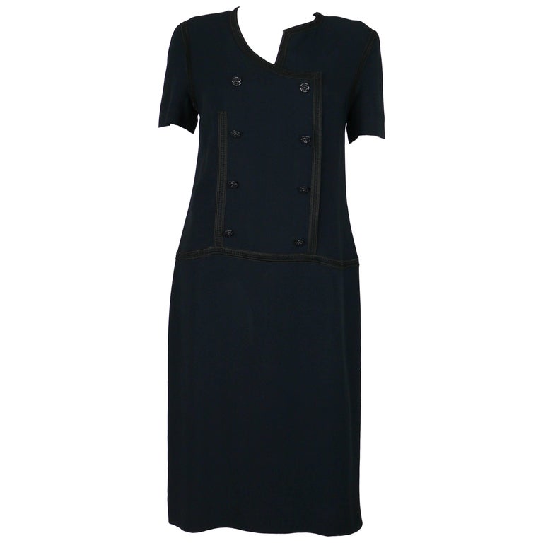 Chanel 2002 Cruise Collection Navy Asymmetric Dress For Sale at 1stDibs ...