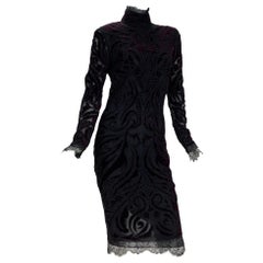 Iconic Emilio Pucci F/W 2011 Bordeaux Velvet-Embroidered Dress It 42 - US 6