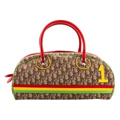 Christian Dior Vintage Rasta Bowler Bag Diorissimo Coated Canvas East West