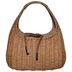 Vintage Salvatore Ferragamo Basket Weave Wicker Handbag
