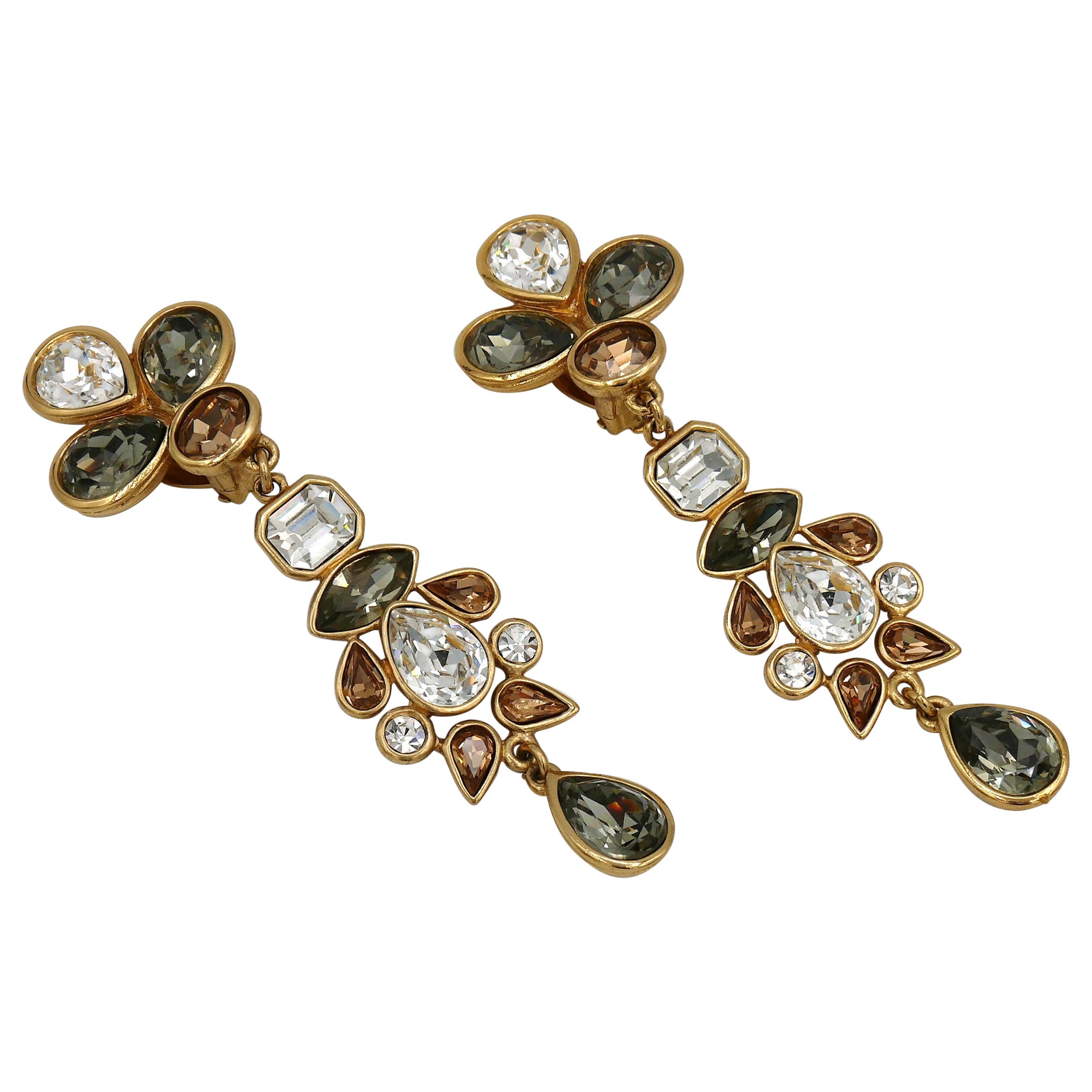 Yves Saint Laurent YSL Vintage Jewelled Dangling Earrings For Sale