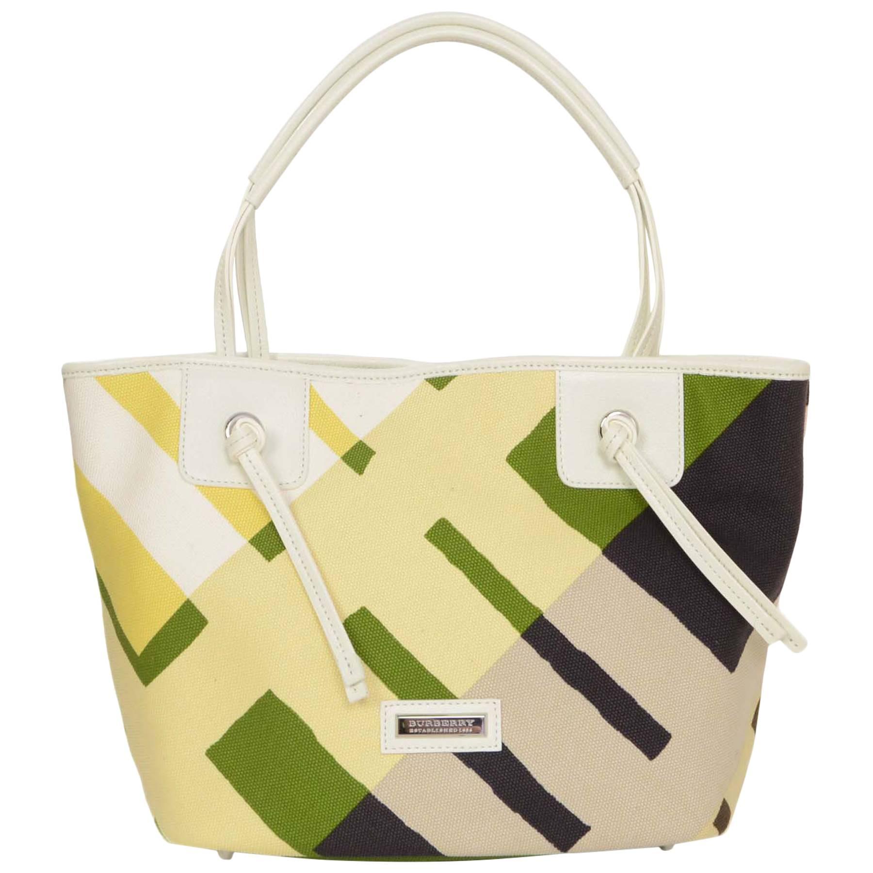 Burberry New Multi-Colored Printed Canvas Tote Bag SHW