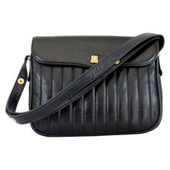 Retro Lanvin Black Leather Shoulder Bag