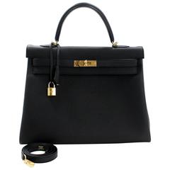 Hermès Black Togo Leather Kelly Bag- 35 cm with Gold Hardware