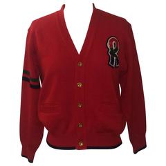 Roberta di Camerino Red R Logo Letter Jacket Cardigan Sweater