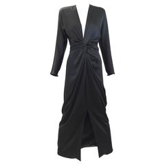 70S ADOLFO black silk charmeuse gown