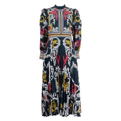 MARY KATRANTZOU Petrolgrünes PLEATED MOCK NECK LONG SLEEVE MIDI Kleid 42 M