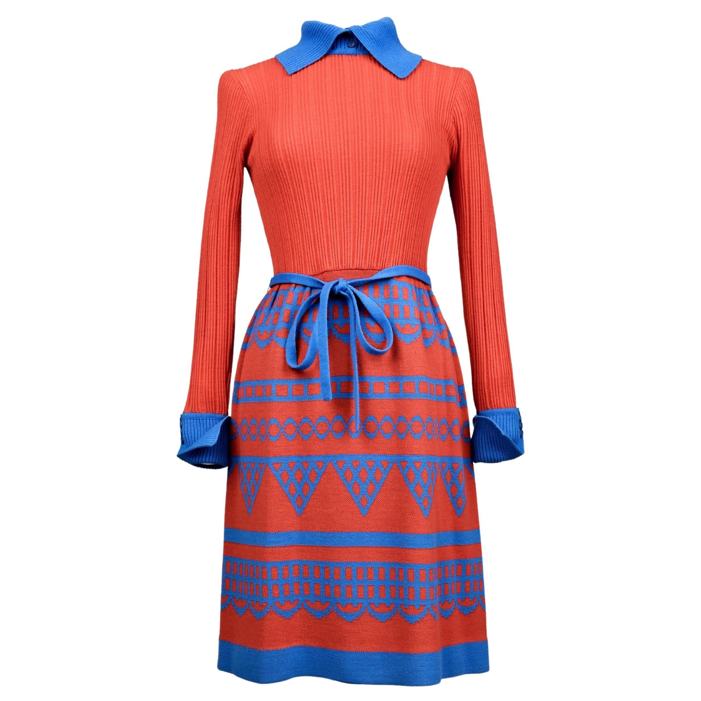 A Louis Féraud wool knit Dress by Rembrandt Circa 1975 For Sale
