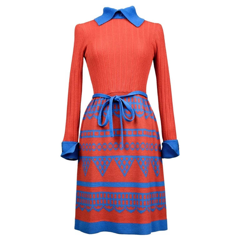 A Louis Féraud wool knit Dress by Rembrandt Circa 1975 For Sale at
