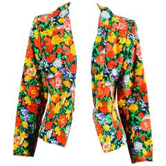 Vintage Yves Saint Laurent Multicolor Fitted Floral Print Blazer SZ 40