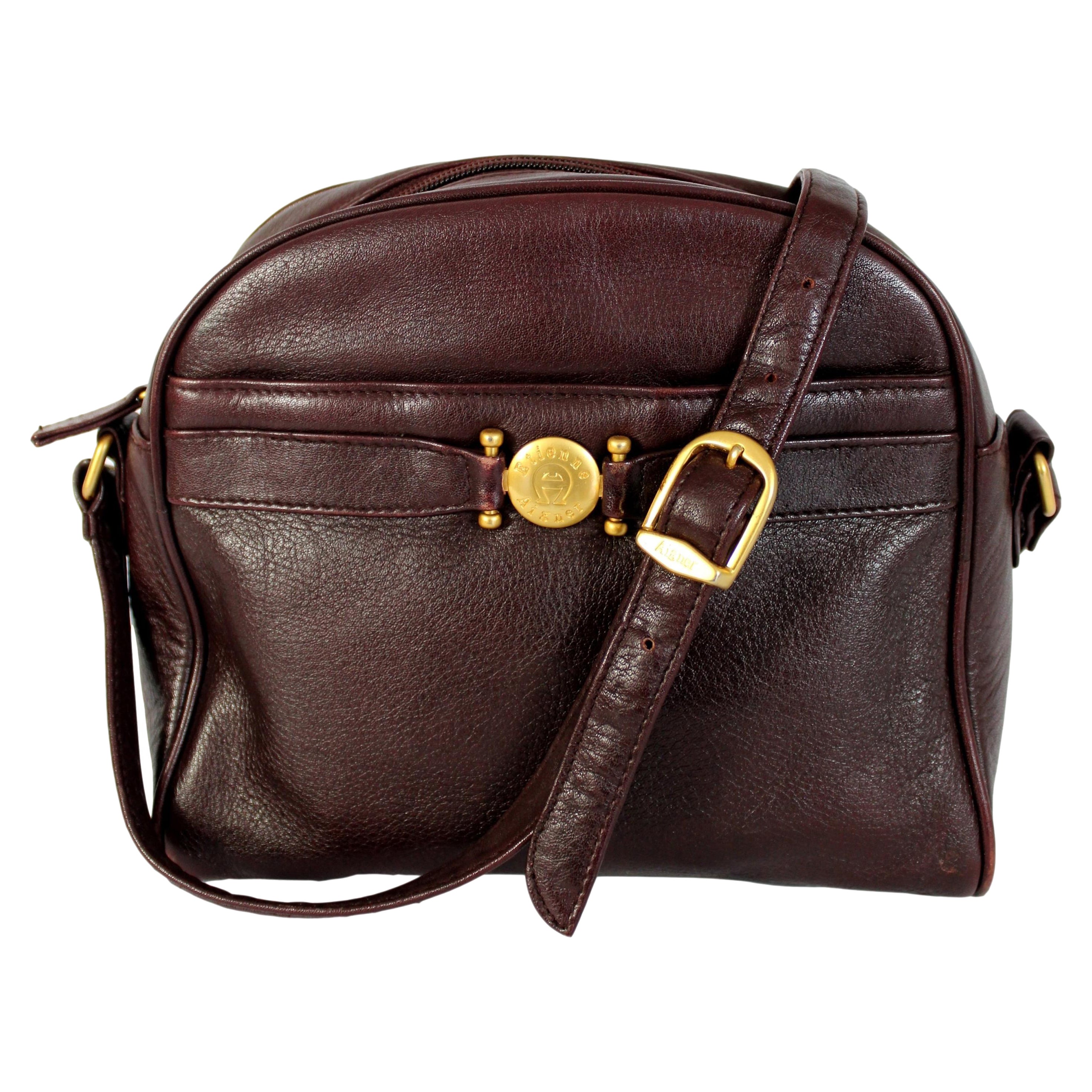Etienne Aigner Burgundy Leather Shoulder Bag 1980s For Sale at 1stDibs