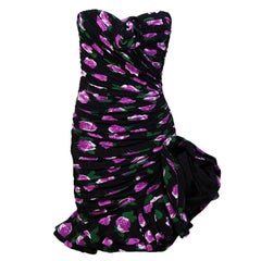 Emanuel Ungaro Numbered Haute Couture Sexy Strapless Floral Evening Dress