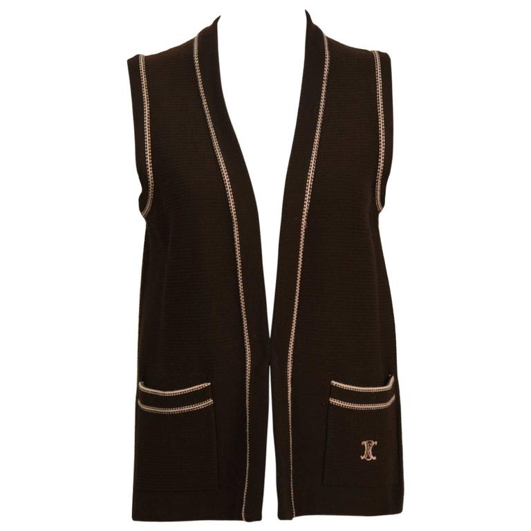 1970's Celine Brown Knit Vest at 1stdibs