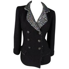 CHANEL 6 Black Woven Silver Holographic Sequin Shanghai Pre-Fall 2010 Jacket