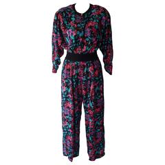 Iconic 1980s Diane Freis Silk Jumpsuit (Never Worn)