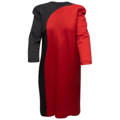 Carolina Herrera Red & Charcoal Color Block Dress